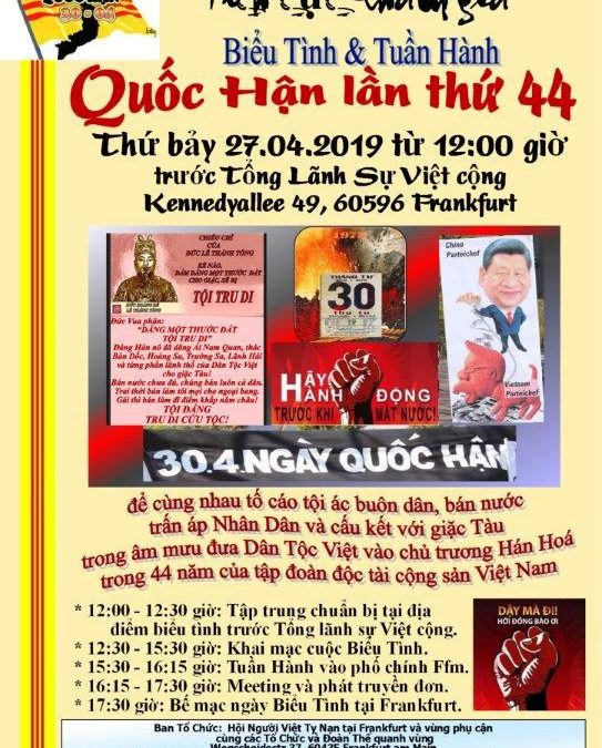 Biểu tình & Tuần hành Quốc Hận lần thứ 44 tại Frankfurt
