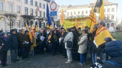 Những người tham gia biểu tình phản đối EVFTA ở Bruxelles, Bỉ hôm 21/1/2020