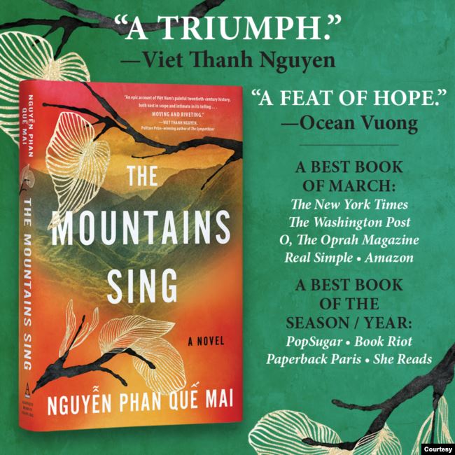 Bìa cuốn sách "The Mountains Sing" (Những ngọn núi ngân vang) của Nguyễn Phan Quế Mai.