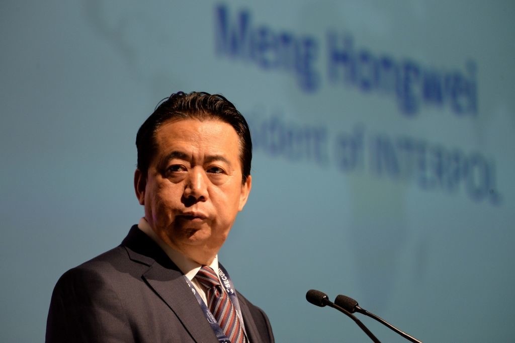 Ông Mạnh Hoành Vĩ, cựu chủ tịch Interpol, phát biểu tại lễ khai mạc Đại hội Interpol Thế giới tại Singapore ngày 4/7/2017.