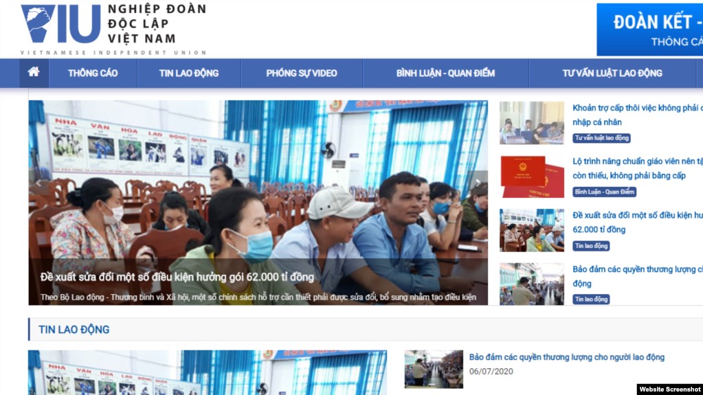 Trang web của Nghiệp đoàn Độc lập Việt Nam.