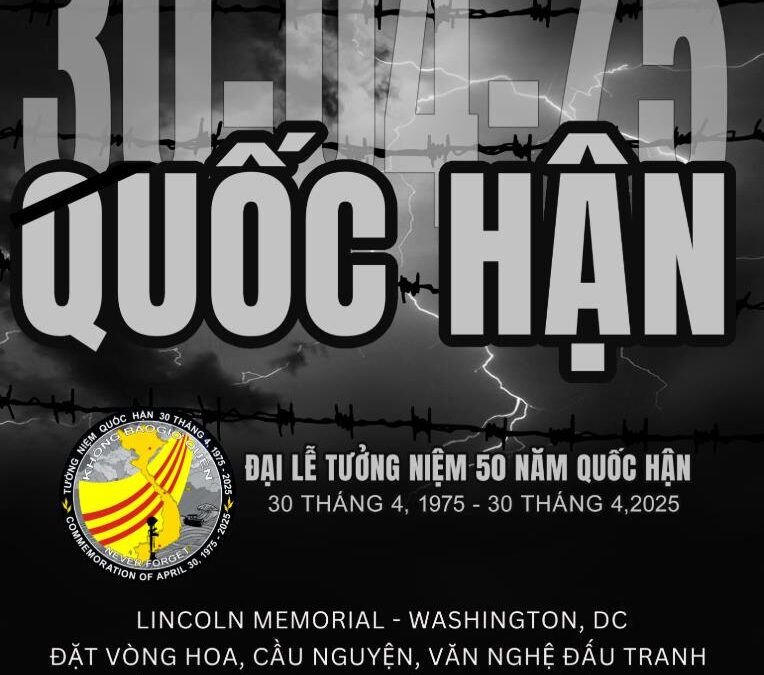 Thư mời tham dự Đại Lễ Tưởng Niệm 50 Năm Quốc Hận 30-4 tại Washington DC, Hoa Kỳ