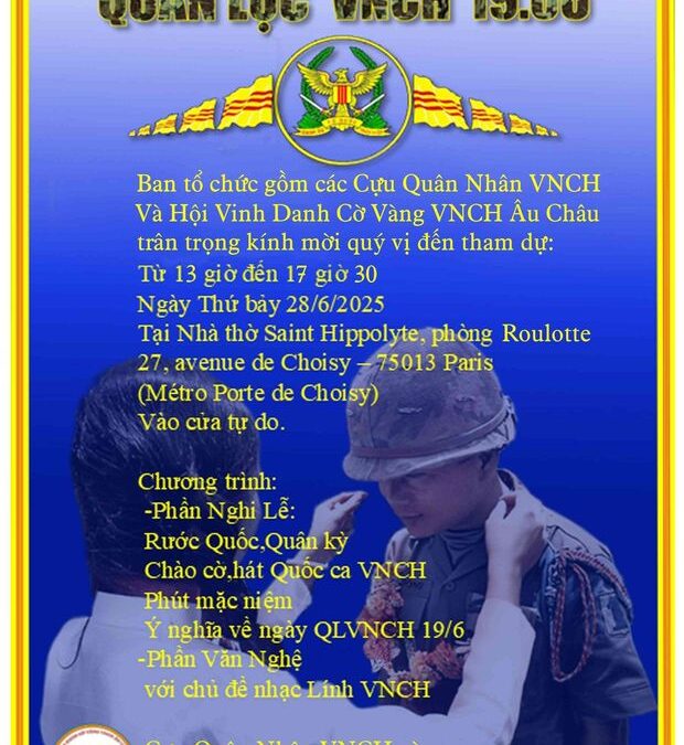 Thư mời Ngày Quân lực VNCH năm 2025 tại Paris